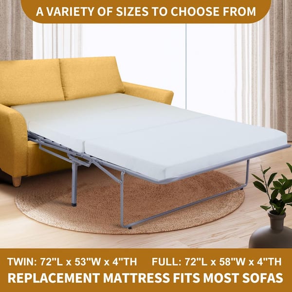 Foldable Sofa Bed Replacement Mattress Memory Foam 4 in. Pull Out Sofa Bed Mattress Full Size, Sofa Not Included