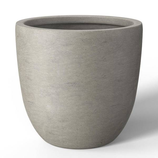 Sapcrete 18 in. Large Light Gray(Enhanced Interior) Concrete Round Planter / Pot with Drainage Holes
