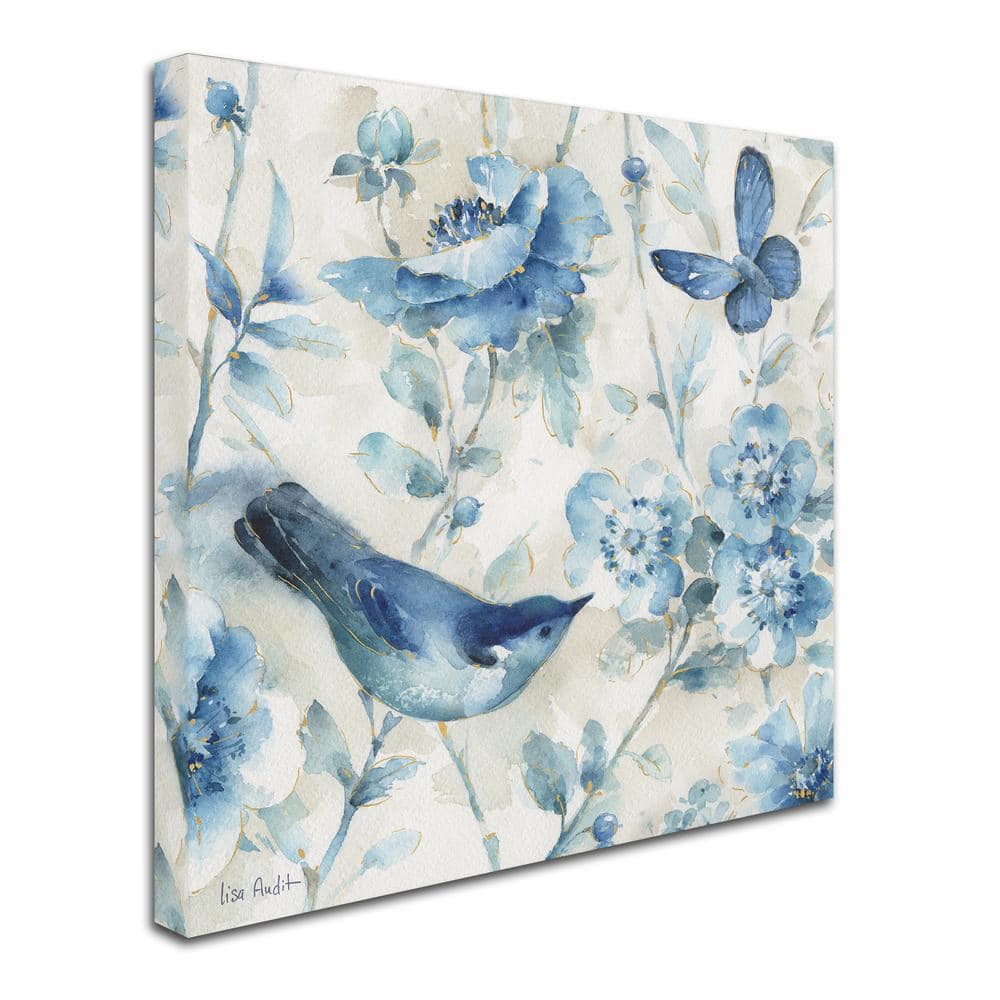 Indigold XI Blue Bird and Butterfly Canvas Painting