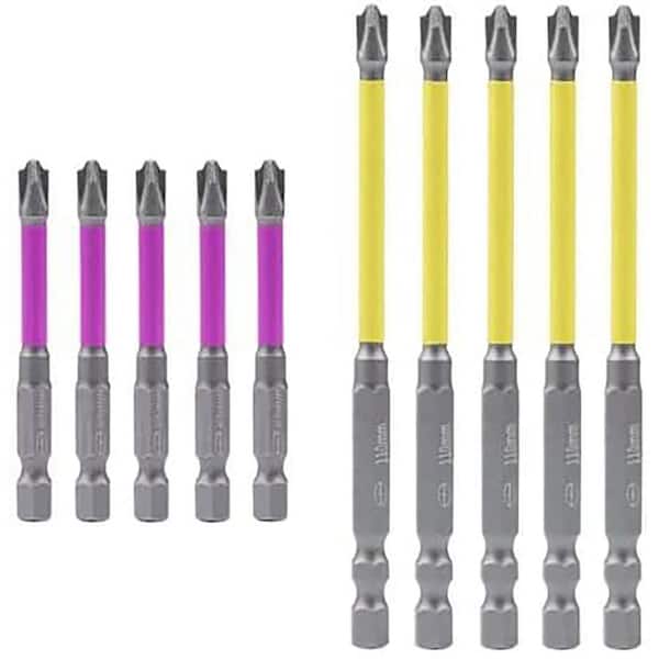 Magnetic PH2 Slotted Phillips Screwdriver Set 1/4 in. Shank 10 Bit Black Insulated Hand Tool 10-Piece