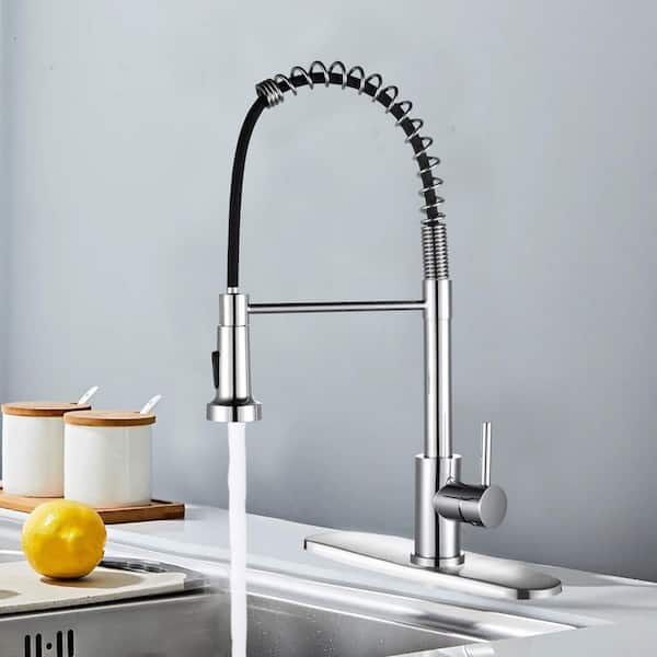 19.3 in. H Pull Down Sprayer Kitchen Faucet with 2 Sprayer Pattern 360° Spout Swivel in Chrome