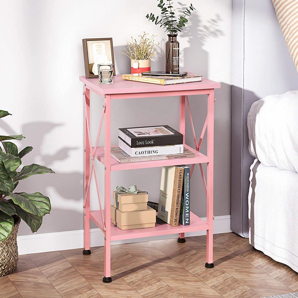 Nightstands with Storage, X-Design Pink Bedside End Tables for Small Space Bedroom & Living Room Accent Furniture