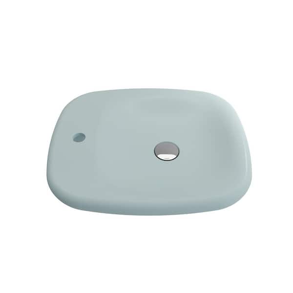 BOCCHI Fenice 21.75 in. Vessel Fireclay 1-Hole Bathroom Sink in Matte Ice Blue