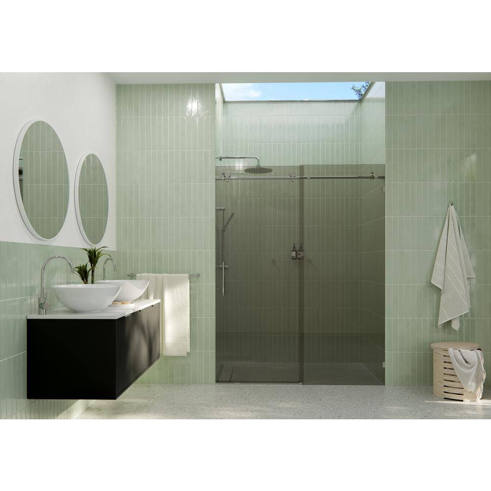 Equinox 60" Frameless Gray Tinted Glass Sliding Shower Door
