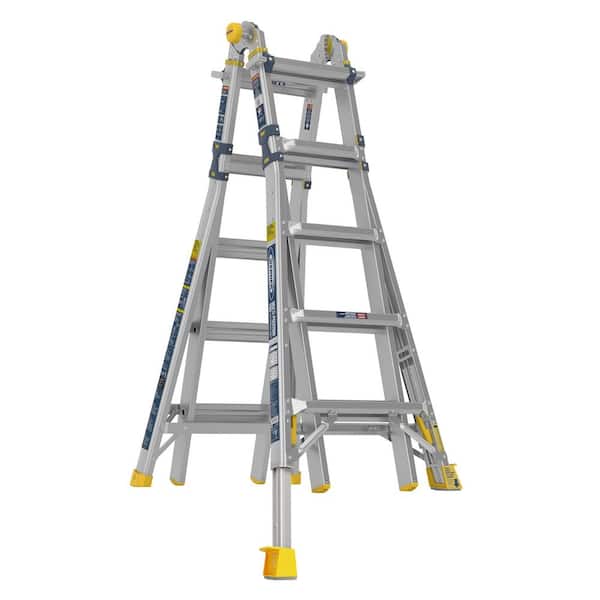22 ft. Reach Aluminum 5-in-1 Multi Position Pro Ladder with Built-in Leveling, 375 lb. Load Capacity Type IAA Duty
