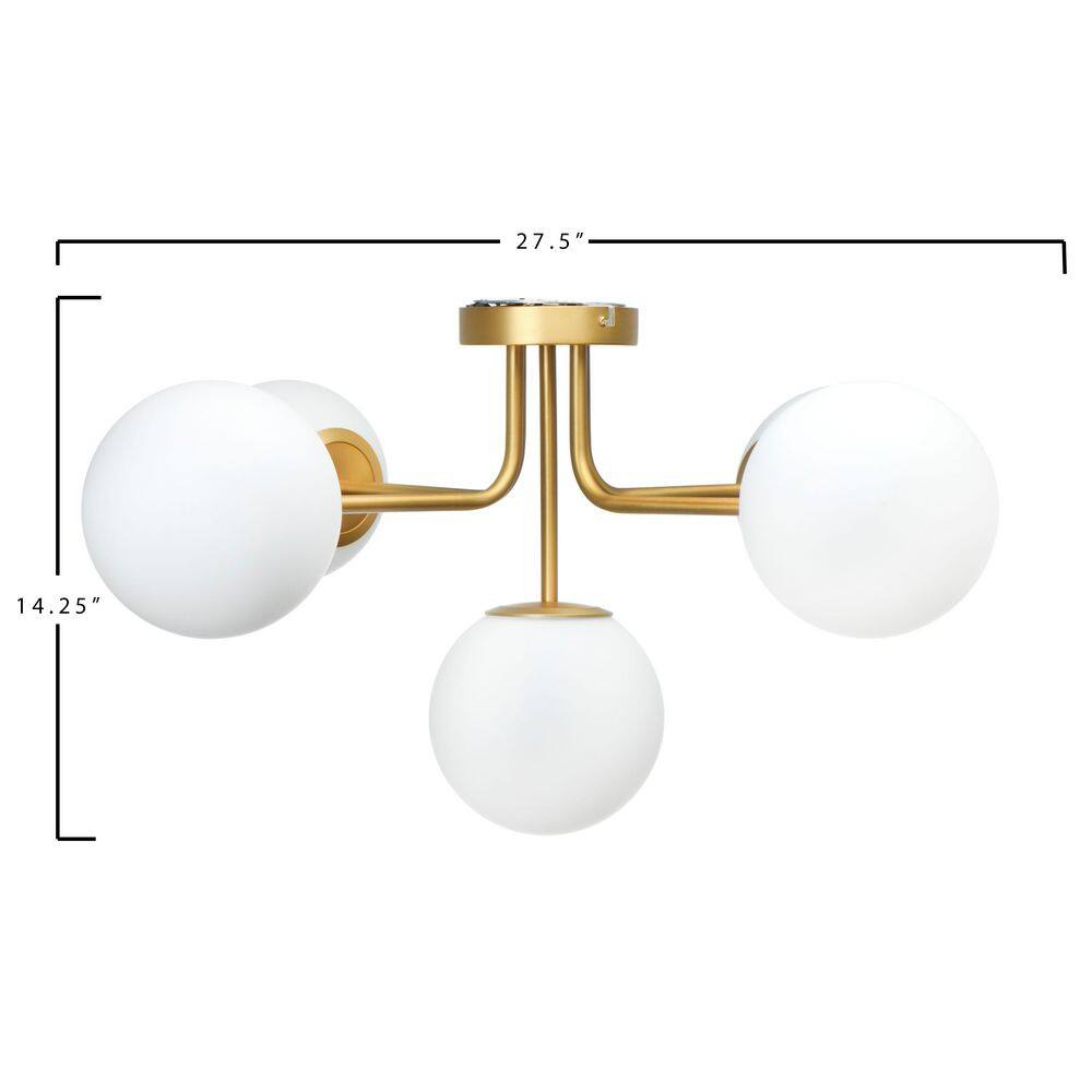 Brushed Gold and Opal Glass Globe Flush Mount Light