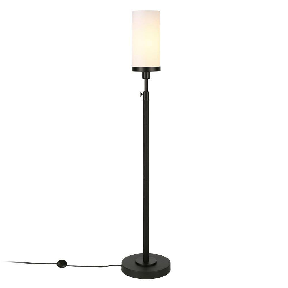 Frieda 66" Industrial Floor Lamp with White Milk Glass Shade