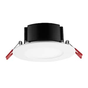 4 in. White Flush Round Wet Rated LED Integrated Recessed Lighting Kit