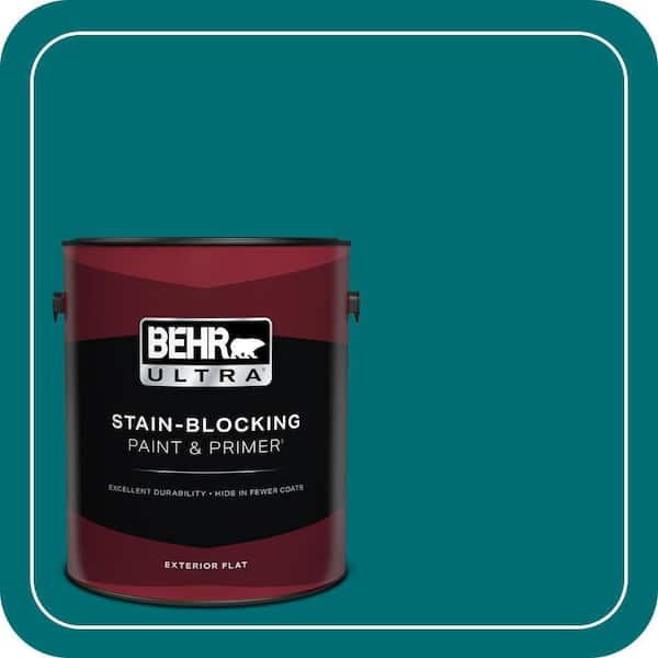 BEHR ULTRA 1 gal. #MQ6-35 Teal Motif Flat Exterior Paint & Primer