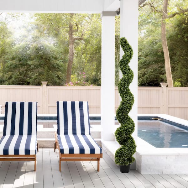 5.9 ft. 1-Piece UV-Resistant Artificial Spiral Boxwood Tree Bonsai-Outdoor/Indoor Fake Topiary Plant in Plastic Pot