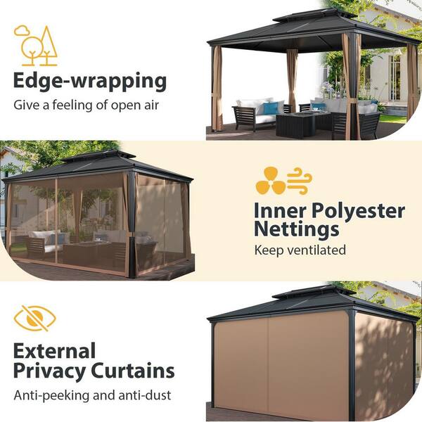 Tozey 10 ft. x 13 ft. Hardtop Polycarbonate Double Roof Tozey 10 ft. x 13 ft. Hardtop Polycarbonate Double Roof