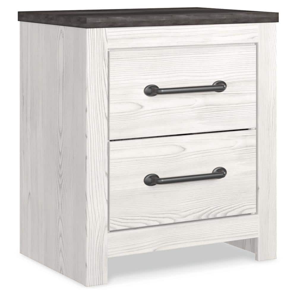 Transitional Gray and White 2-Drawer Nightstand