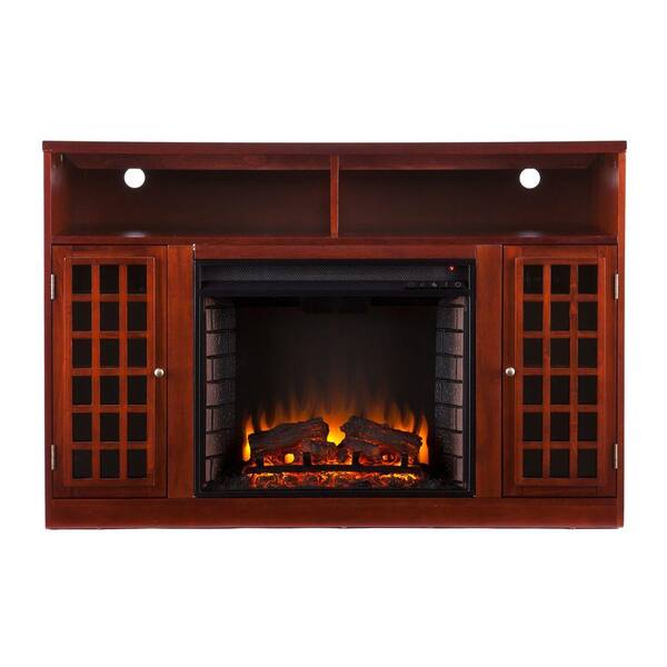 Southern Enterprises Amelia 48 in. Freestanding Media Electric Fireplace in Mahogany