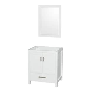 Sheffield 29 in. W x 21.75 in. D x 34.5 in. H Single Bath Vanity Cabinet without Top in White with 24" Mirror