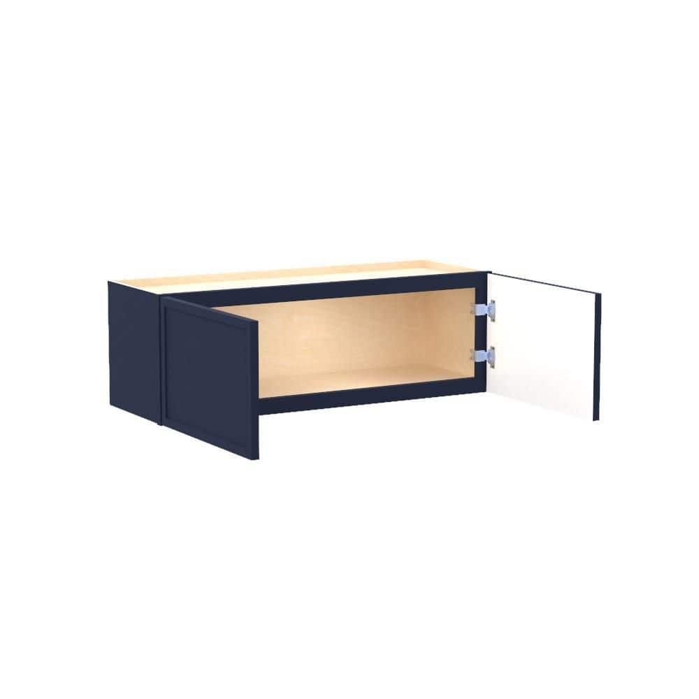 Franklin 33 in. W x 12 in. D x 12 in. H Assembled Plywood Wall Bridge Kitchen Cabinet in Vessel Blue with Soft Close