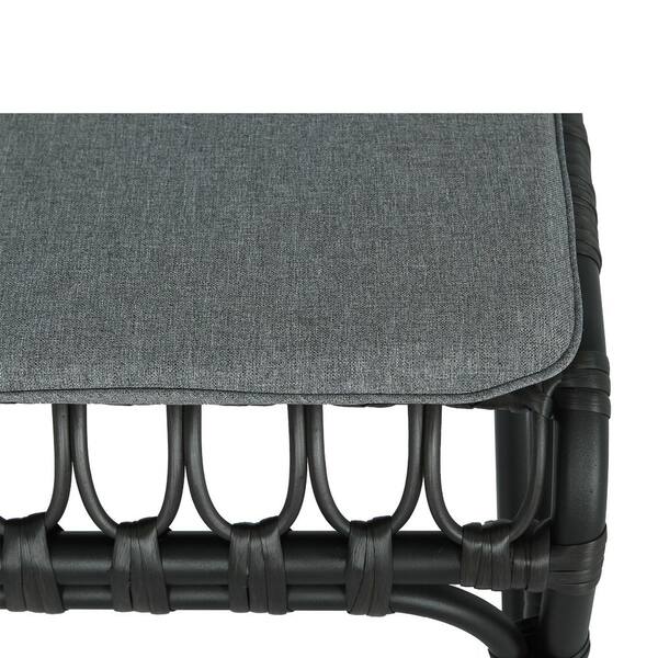 ここあ Black PE Wicker Outdoor Dining Chairs with Washable Gray