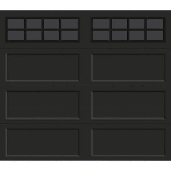 Clopay Bridgeport Steel Extended Panel 8 ft. x 7 ft. Insulated 12.9 R-Value Black Garage Door with Windows