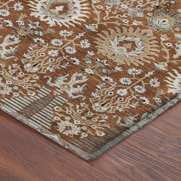 Mayfield Premium Machine Washable Abstract AMF2251 Paprika 3 ft. x 5 ft. Area Rug