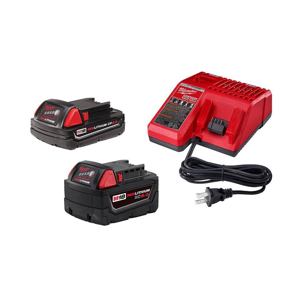 Milwaukee M18 18-Volt Lithium-Ion Starter Kit with One 5.0 Ah and One 2.0  Ah Battery and Charger 48-59-1852 - The Home Depot