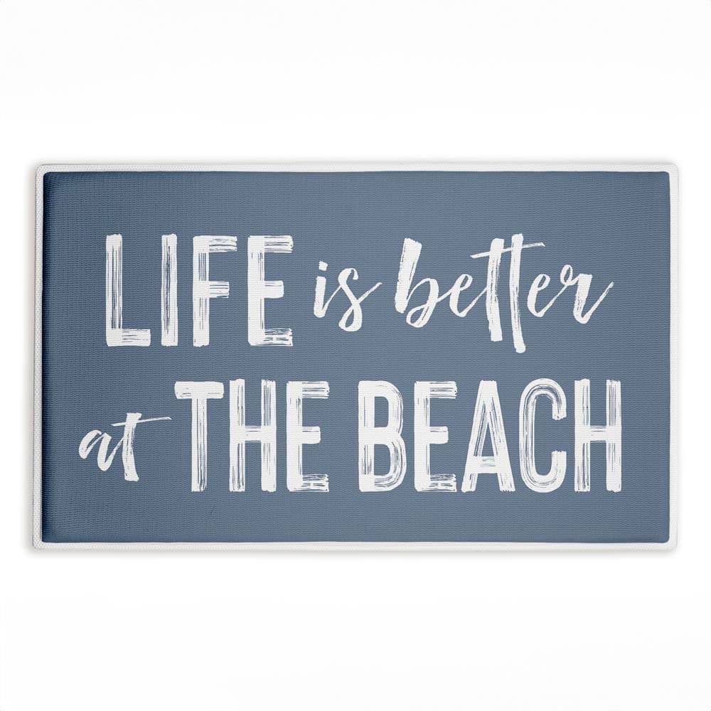 Better At Beach Sentiment 18 in. x 30 in. Blue Graphic Polyester Blend Rectangle Bath Mat price history on PriceWatchPro