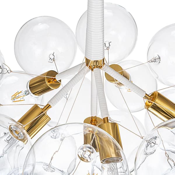 HUOKU Alma 6-Light 24.8 in.W Gold and White Cluster Bubble