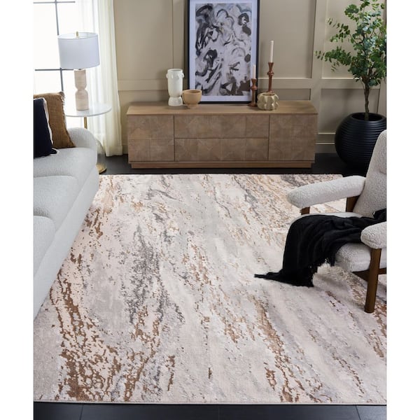 Aura 7 ft. x 10 ft. Gray/Beige Abstract Area Rug