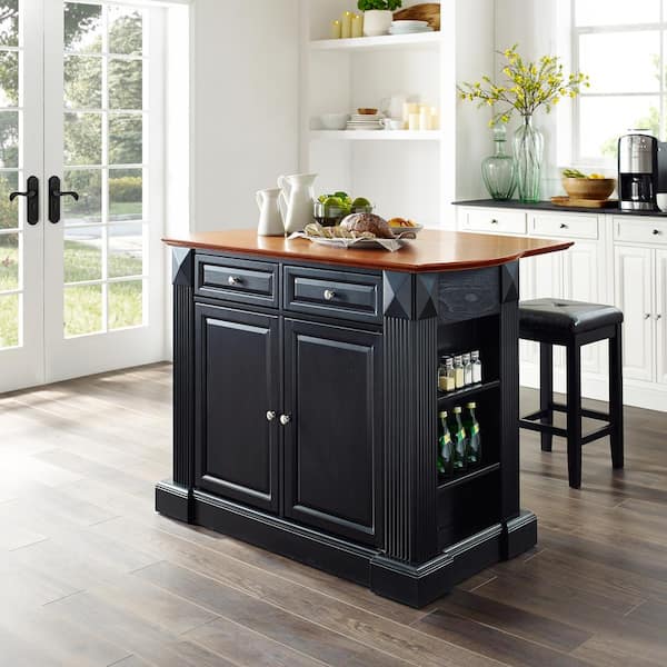 Crosley Furniture Coventry Black Kitchen Island With Square Seat Stools Kf300075bk The Home Depot Crosley Furniture Coventry Black, Home Depot Kitchen Islands With Stools