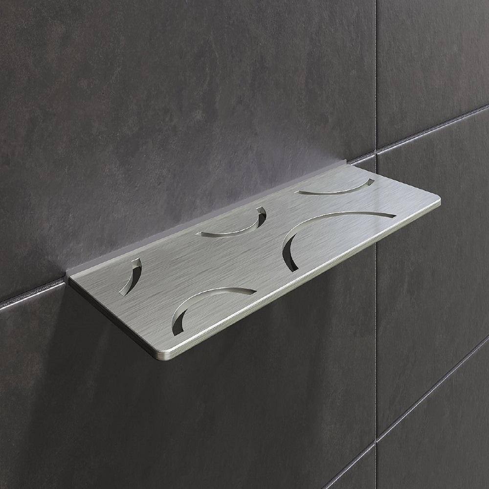 Curve Brushed Stainless Steel Rectangular Wall Shelf
