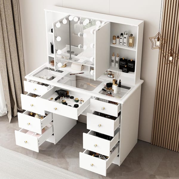 Makeup vanity dresser with lights online