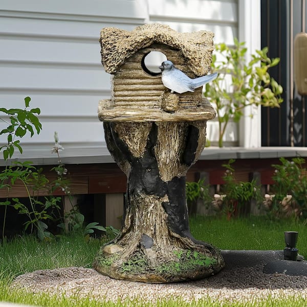 Outdoor Tiki Statue Decoration-Solar Garden Figurine - Woodpecker Waterproof Unique Housewarming Gifts For Women Patio,Balcony,Yard,Lawn Decor 15 Inch