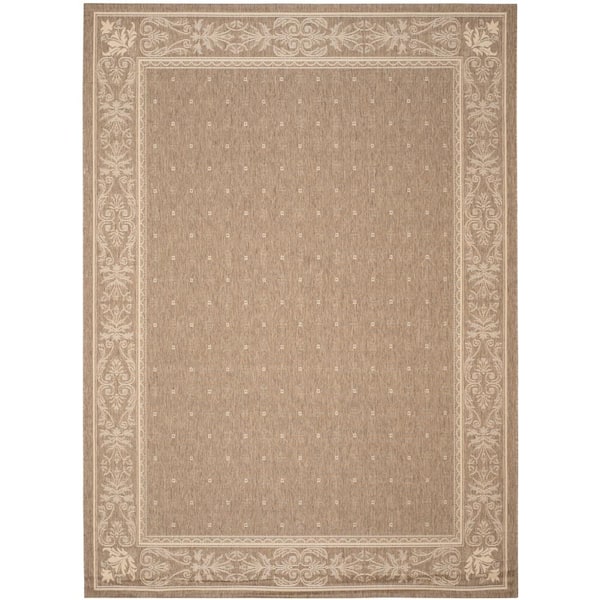 SAFAVIEH Courtyard Brown/Natural 9 ft. x 12 ft. Border Indoor/Outdoor Patio  Area Rug