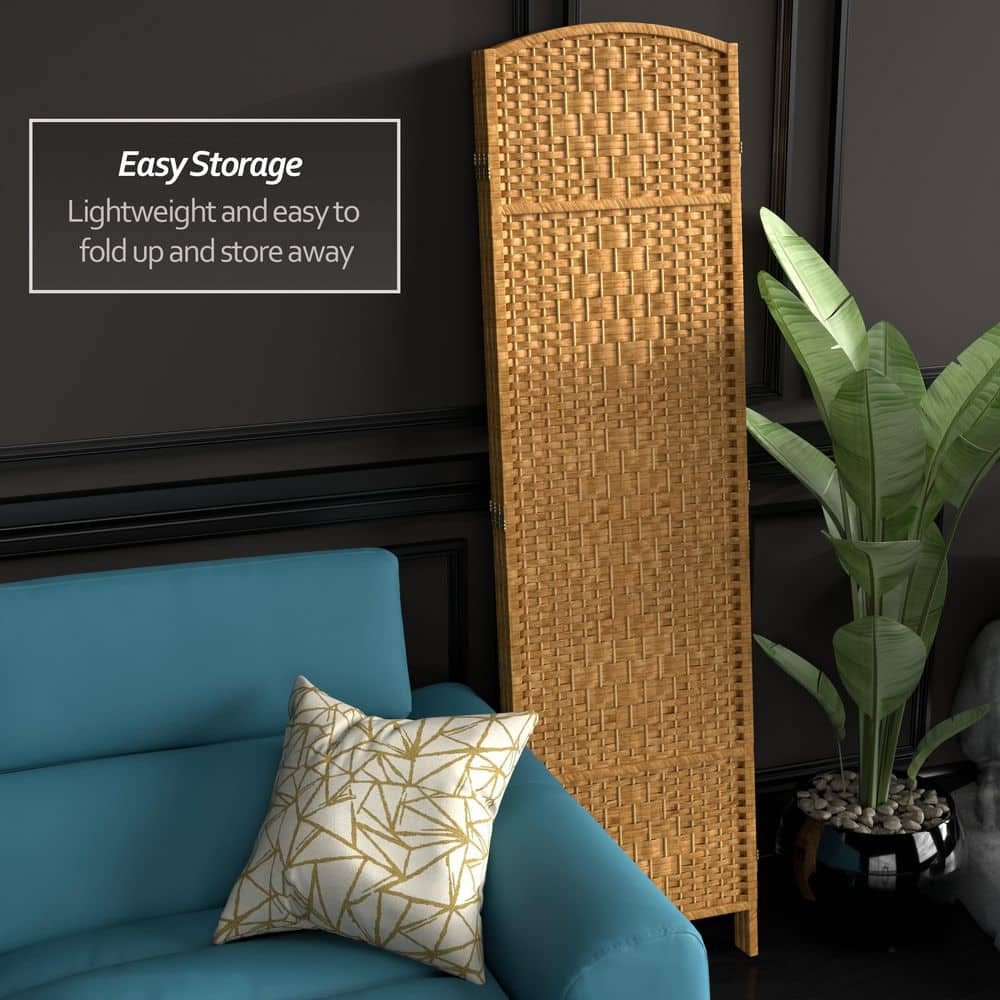 73" Tall Light Brown Fiber 3 Panel Room Divider