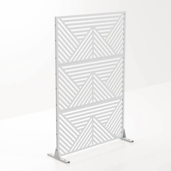 Cadeninc Metal Flat Framed Privacy Screen Fence Panel in Mountain-Shaped Black