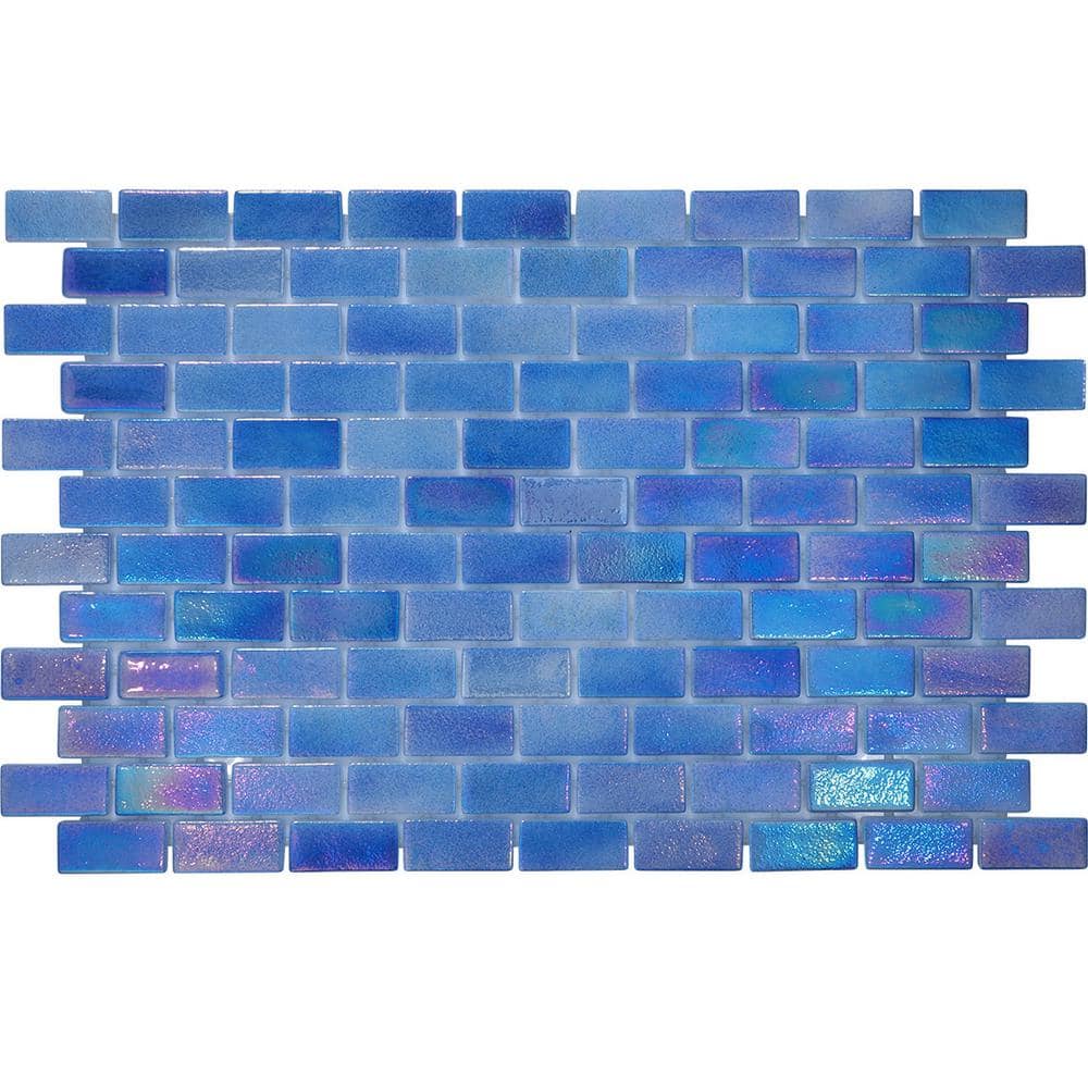 6 in. x 6 in. Selfless Glass Tile Love Blue Mix Glossy Glass Wall, Floor, B