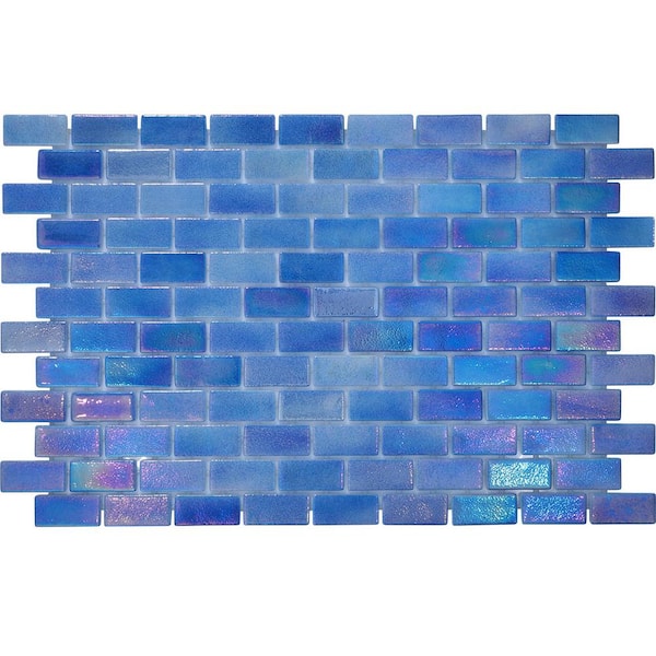 Unbranded 6 in. x 6 in. Selfless Glass Tile Love Blue Mix Glossy Glass Wall, Floor, Backsplash and Pools Tile 0.25 sq. ft. Sample