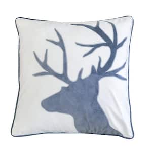 Reindeer White Animal Print Polyester 20 in. x 20 in. Throw Pillow