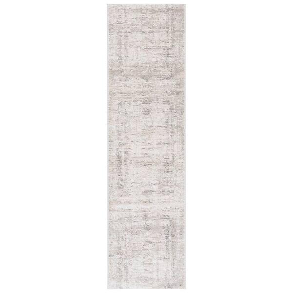 Northport 2 ft. x 8 ft. Ivory/Gray Abstract Distressed Runner Rug