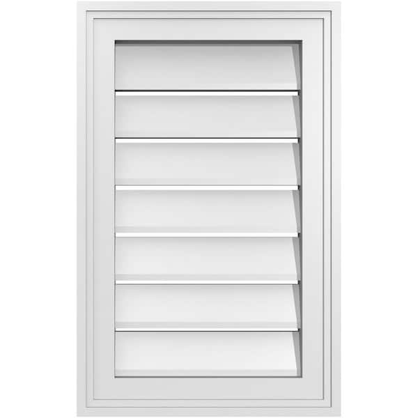 Ekena Millwork 14" x 22" Vertical Surface Mount PVC Gable Vent: Functional with Brickmould Frame