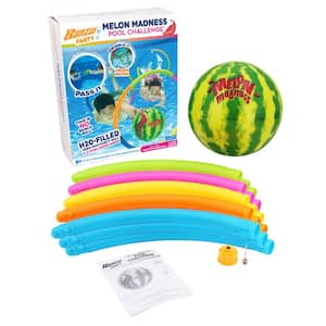 Melon Madness Pool Challenge Underwater PVC Water-Filled Ball w/Target Hoop, Multi-Color