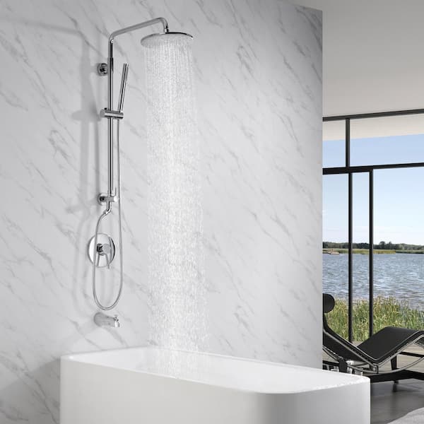 Modern 1-Handle 1-Spray Shower Faucet 1.8 GPM with Hand Shower in Chrome