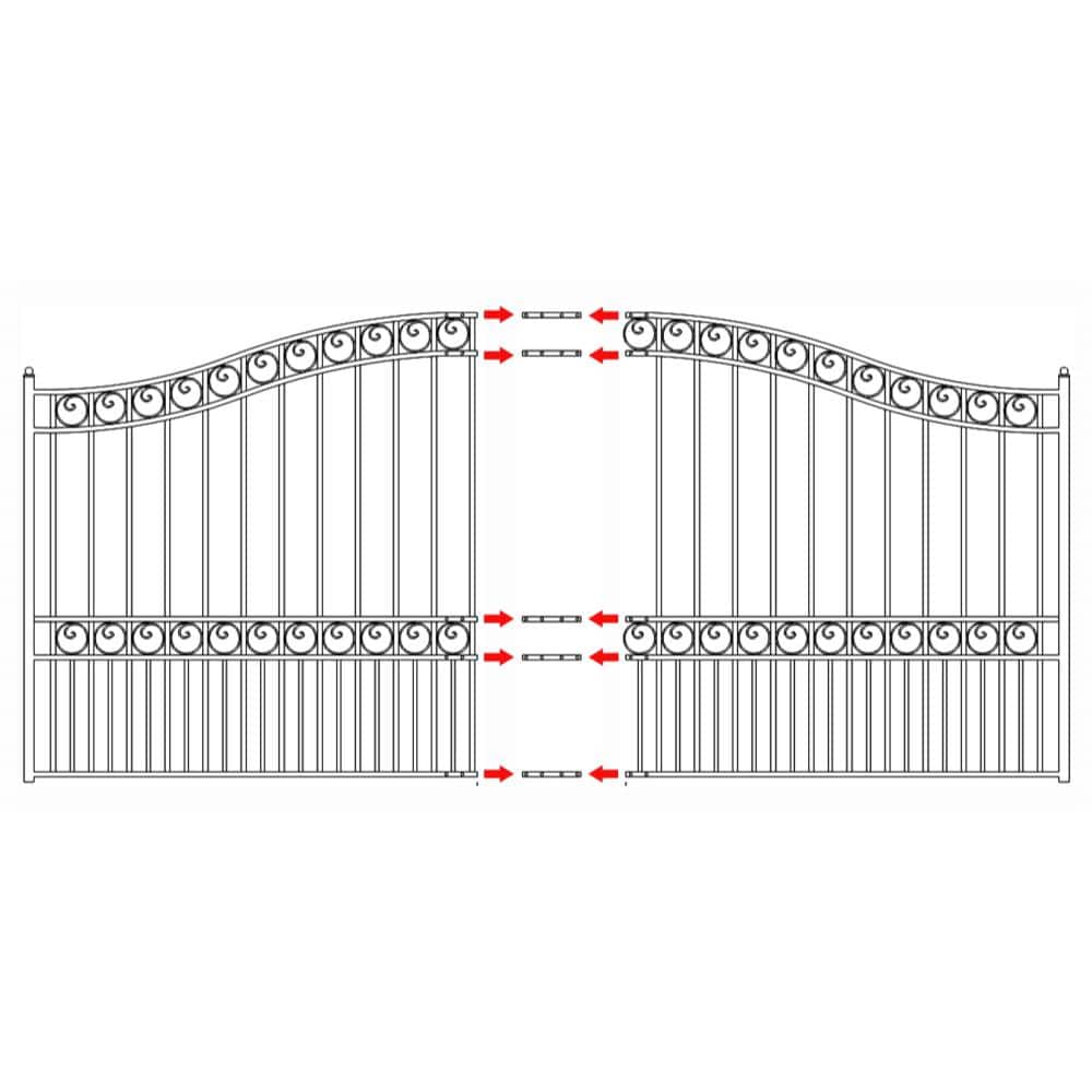 Paris Style Black Steel 12' Driveway Gate with Pedestrian Gate