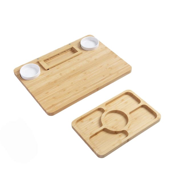23 in. x 11 in. x 0.8 in. Brown Bamboo Cheese Boards and Knife Set, Lightweight Cheese Board and Platter, Eco-Friendly