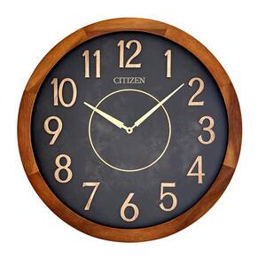 16 in. Solid Acacia Black Wood Framed Clock in a Warm Walnut Stain and Weather Sealed