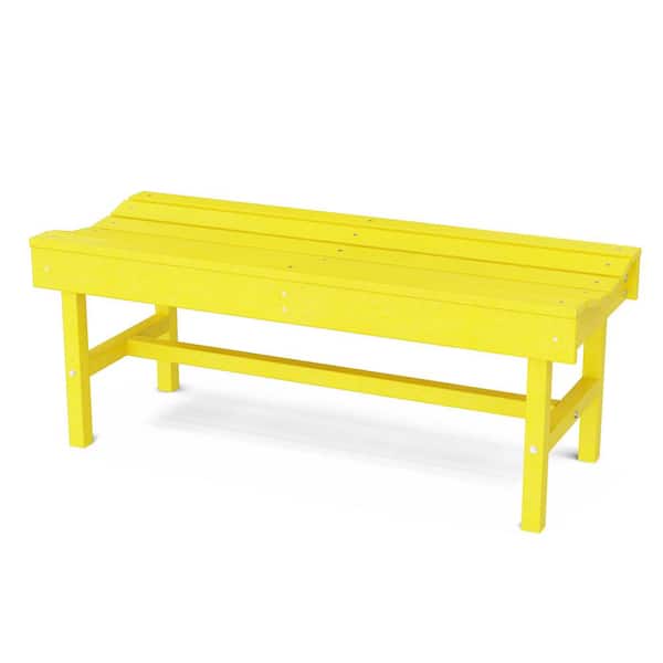 Wildridge Classic 46.5 in. Lemon Yellow Plastic Backless Outdoor Vineyard Bench