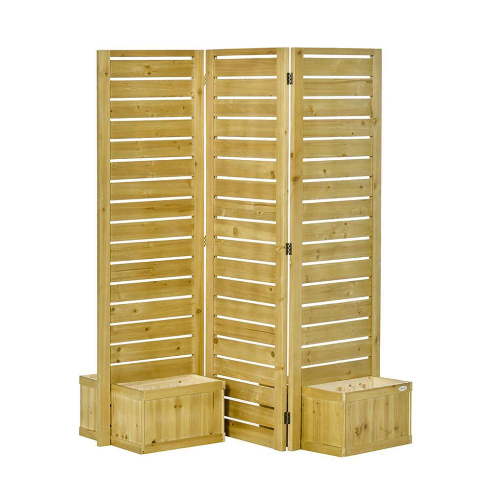 Tatayosi Freestanding Outdoor Privacy Screen, 4 SelfDraining Planters with Raised Garden Beds