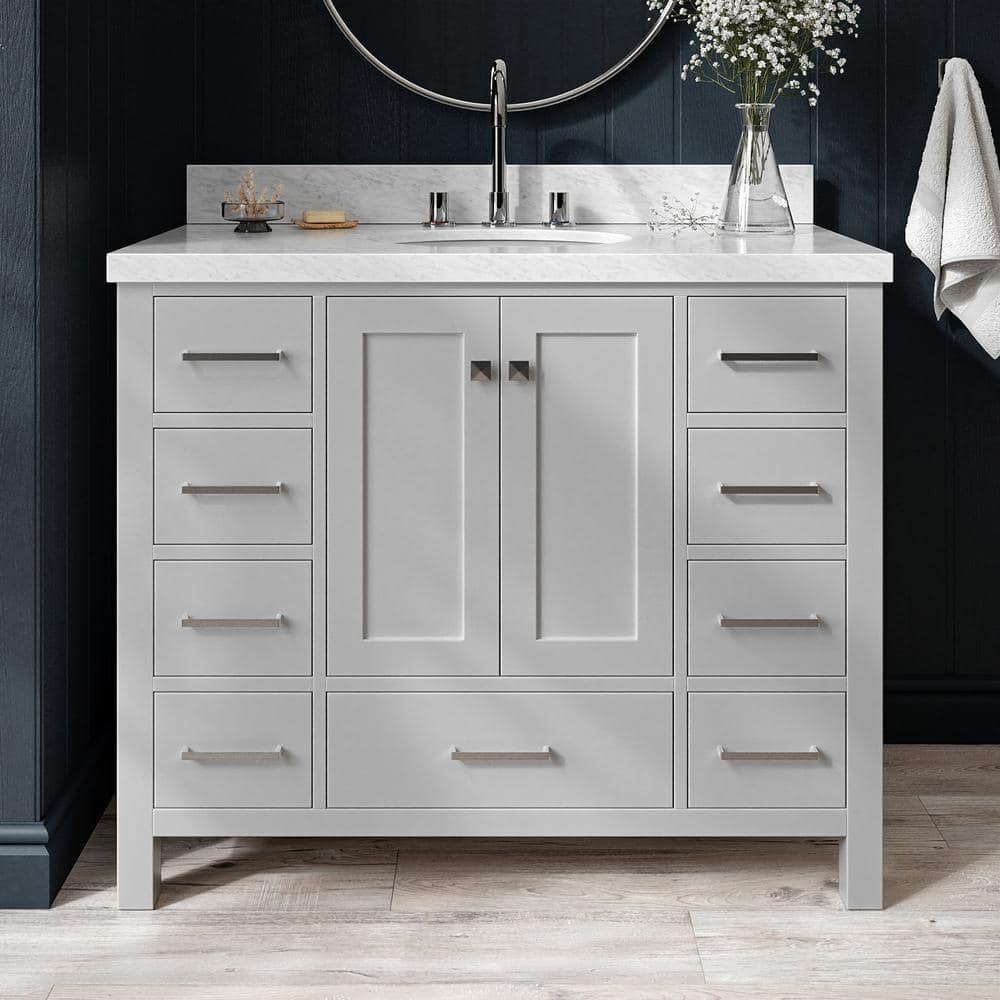 Cambridge Gray 43" Freestanding Single Sink Vanity with Marble Top