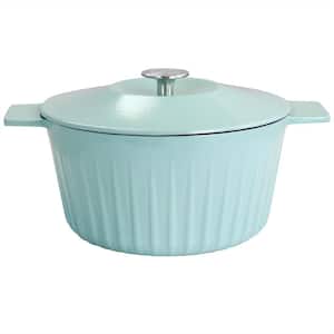 Martha Stewart Enameled Cast Iron 5 qt. Round Dutch Oven with Lid in Light Cyan Turquoise