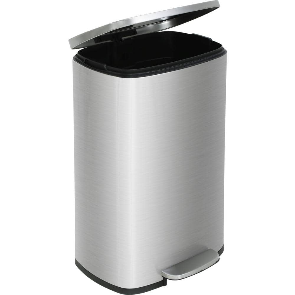 Silver Stainless Steel 13 Gallon Pedal Trash Can