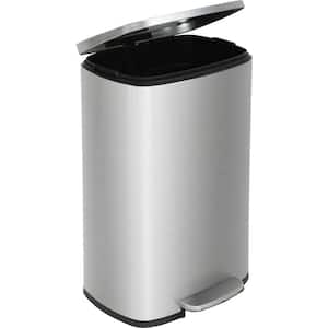 Turner 13 Gal. Silver Stainless Steel Household Trash Can With Step Lift Lid