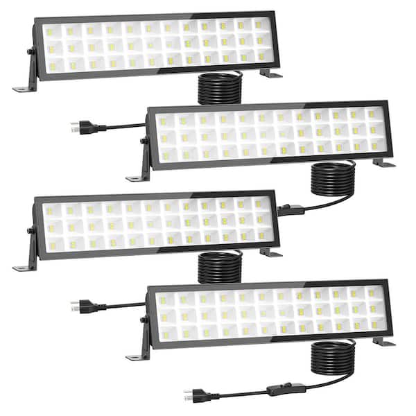 1.27 ft. 90-Watt Black LED Shop Light (4-Pack), 6500K 10000 Lumens, In-line Switch for Convenience, IP66 Waterproof